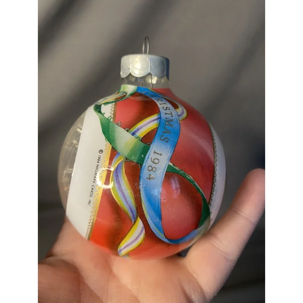 Vintage Tinsel Glass Ball Christmas Ornament HOLIDAY STARBURST Hallmark Keepsake